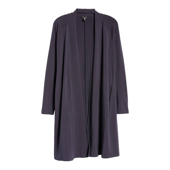 Eileen Fisher Stretch Jersey Knit Long Line Open Front Jacket/Cardigan - Picture 2 of 12
